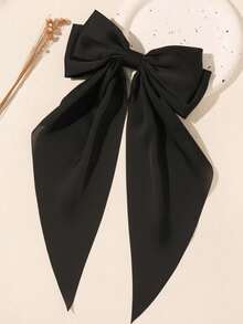 2件套女士及女孩大号缎带蝴蝶结发夹，超大号丝带发夹，法式丝滑大蝴蝶结发卡，优雅发饰，适合婚礼、派对及日常佩戴（黑色蝴蝶结和白色蝴蝶结） - 彩色 - 查看 6