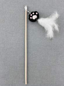 3pcs Cute Paw Print Cat Teaser Wands, Cat Claw Feather Stick With Bell, Interactive Cat Self-Playing Toys, New Cat Claw Feather Teaser Wands - Multicolor - View 9