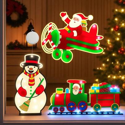 Tendencia3 Piezas De Luces De Decoración De Ventana De Navidad LucesCalidad premium