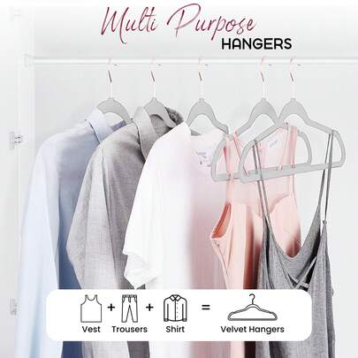 Premium Velvet Hangers Set, Non-Slip Thin Flocked Felt Hangers, Sturdy Clothes Hangers, Heavy Duty Coat & Suit Hangers, Suit Hangers For Closet Use, Ideal Closet Supplies 5pcs