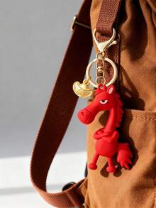 2026 Year Of The Horse Keychain, Zodiac Horse Charm With Mane Detailing, Elegant Horse-Shaped Bag And Car Pendant, Durable Key Ring Accessory In Black Pink And Red, Symbol Of Success And Good Luck, Ideal Chinese New Year Spring Festival Gift And Festive Decoration For Men Horse Lovers - Multicolor - View 2