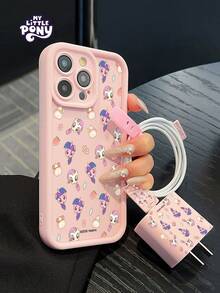MY LITTLE PONY 5pcs Official Genuine Phone Case Set, Data Cable Protector, Pink Phone Case Compatible With IPhone 17, 17 Air, 17 Pro, 17 Pro Max, 11, 12, 13, 14, 15, 16 Pro, 16 Pro Max, 14 Plus, 15 Plus, 16 Plus, 15 Pro Max, 16 Pro, 16 Pro Max, X, XS Max, XR - Pink - View 3