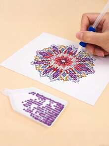 Mandala Diamond Painting Kit, DIY Embroidery Mosaic Diamond Painting Set, Gift Box Mandala Flower Diamond Painting Album, Handmade Mandala Diamond Painting Picture Collection, Beginner Handmade Home Decor Gift, Gift Box Includes Canvas, Diamond Bags, Tools, Suitable For Home Wall And Desktop Decor, Children's Holiday Gifts And Friends' Festival Gifts. - Multicolor - View 5