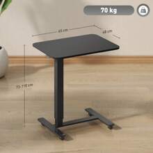 Height-Adjustable Standing Desk With 4 Wheels, C-Shaped, 65cm X 48cm X 70-110cm, Black - Black - View 1