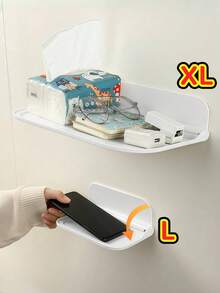 1pc Foldable Wall-Mounted Storage Rack, No Drilling Required, Suitable For Bathroom, Bedroom, Bedside, Phone Holder, WiFi Router Holder, Can Be Used As Phone Stand, Bathroom Toilet Rack, Room Decor Rack Bathroom Accessories - White - View 11