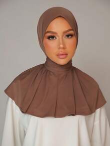 女士头巾帽，中东/阿拉伯/迪拜/土耳其穆斯林风格，纯色经典简约时尚休闲优雅，采用柔软的莫代尔丝绸混纺面料，舒适长帽檐，二合一头巾帽，适合日常生活、节日、聚会、宗教仪式等场合。 - Botton hijab - 查看 10