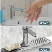 1-Piece Pack, 30cm/11.81in Faucet Splash Guard Mat, Non-Slip Sink Drain Mat / Integrated Quick-Drying Function, Easy-To-Clean Design For Ultimate Convenience, Suitable For Kitchen, Bathroom Vanity, And Toilet Sinks Tray Texture, Minimalist Style Blends Seamlessly With Home Decor, Serves As Both A Sink Protector And A Practical Home Accessory, A Must-Have For Every Home. - Multicolor - View 10