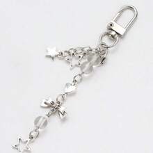 1pc Y2K Style Star Keychain Women's Sweet & Cute Silver Star & Bowknot Design Phone Strap/Fashion Charm/Keychain For Daily Use Best Gift For Friends Casual Id Badge Holder Keychain Accessories Key Chains For Women - 彩色 - 查看 3