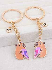 2pcs/Set Cute Cartoon Capybara Alloy Pendant, Best Friend Kids Friendship Keychain Bag Charm