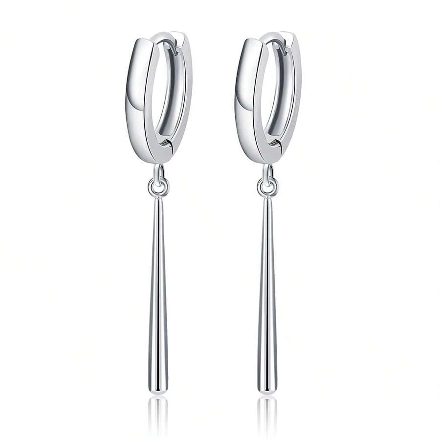 925纯银几何流苏耳环，优雅设计，适合日常、度假、派对、节日佩戴，亦可作为礼物赠送。 - 銀色 - 查看 1