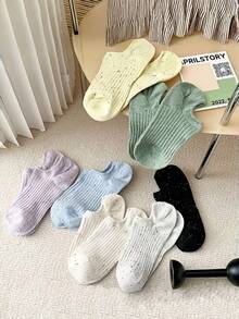 5/10 Pairs Fashion Women's Socks, Random Color, Soft And Comfortable Boat Socks, Machine Washable And Hand Washable - Multicolor - View 5