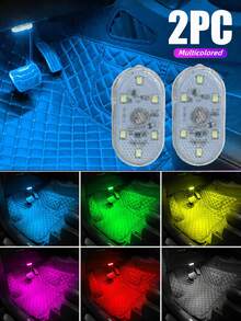 EIGIIS 1/2pcs Wireless Car Interior LED Lights, 6 High Brightness LED Beads, Portable USB Rechargeable, 5 Color Options - Multicolor - View 19