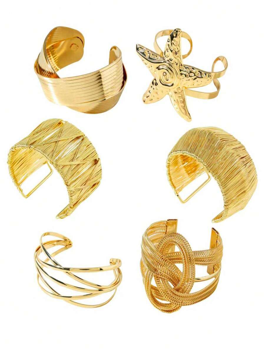 1pc Metallic Geometric Single Cuff Bracelet