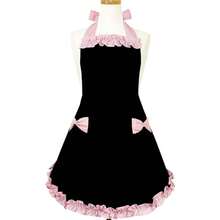 Cute Fashion Apron For Women Girls Waitress Kitchen Cooking Baking Chef Bib Apron Dress Home Restaurant - 1pc Black - View 2