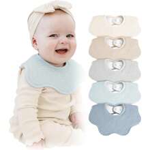 Babadores de Musselina para Bebês, Babadores Bandana Absorventes para Dentição e Baba, Babadores Bandana Ajustáveis para Bebês Meninos e Meninas, Presente Essencial para Bebês - Multicolorido - Visão 6