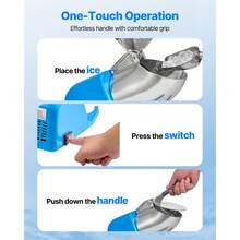 Trituradora de hielo comercial de 286 lb/h, máquina eléctrica para hacer conos de nieve, hielo raspado, color azul - Azul - Ver 4