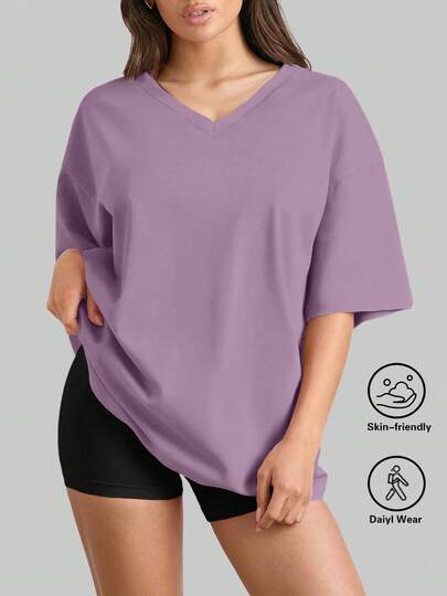 SUPEKYKO 大码女式短袖T恤 - 宽松运动上衣，适合健身、瑜伽和休闲穿着 | 四季皆宜