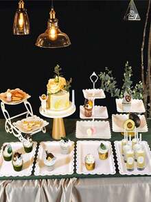 1pc European-Style 3-Tier Cake Stand, Plastic Dessert Display Rack For Cakes, Cupcakes, Cookies, Suitable For Weddings, Baby Showers, Tea Parties; 1pc Paper Cupcake Stand, Tiered Dessert Tray For Cakes, Cookies, Suitable For Weddings, Baby Showers, Tea Parties; 1pc Plastic Dessert Tray, Suitable For Weddings, Baby Showers, Tea Parties; 4pcs Plastic Dessert Trays (3pcs Trays And 1pc Accessory), Multi-Tier European-Style Cake Stand For Home Use