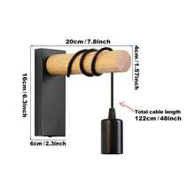 1 chiếc đèn tường gỗ cổ điển, E27, đèn treo tường trong nhà tối giản hiện đại, thích hợp trang trí nhà cửa, đặt cạnh giường ngủ, chiếu sáng phòng ngủ, đèn cầu thang kiểu retro. - màu đen - Xem 8