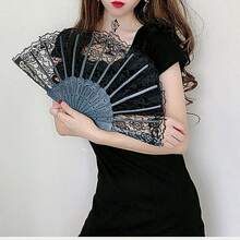 European Retro Lace-Trimmed Women's Fans, Summer Orchid Fans, Dance Performances, Photography Props, Folding Fans, Red Festive Gifts For The Spring Festival, Valentine's Day Gifts,Spring Summer Picks,Brides Maid Gifts,Room,Bedroom Deccor,Bedroom Deccor,Beach,Travel,For Men,For Women,Vacation - Multicolor - View 2