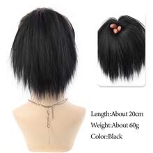1pc Fluffy Straight Hair Bun Extension With Elastic Band, Available In Black, Brown, Golden, Soft & Voluminous, Suitable For Daily Wear - Multicolor - View 19