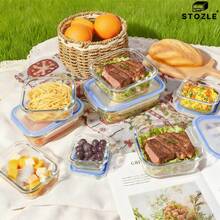 Stozle 16pcs Sealed Glass Storage Containers, Lunch Box, Microwave, Oven - Great For Salads, Fruits, Vegetables And Sandwiches, Lunch Box | Sealed Storage | Durable Glass, Storage Containers (8 Lids + 8 Containers) - 16pcs Colorful (8 Lids + 8 Containers) - View 6