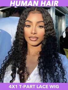 26 Inch T Part 4x1 Lace Front Wig Human Hair Water Wave Wig Human Hair Natural Black Lace Front Wig Human Hair 150% Density Pre Plucked Lace Front Wigs For Women #1B (8-30 Inch)