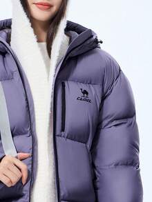 CAMEL CROWN Women's Thickened Down Jacket, Suitable For Autumn/Winter, Warm, Hooded, Down Filled, Waterproof, Insulated - Purple Sleeves - View 5
