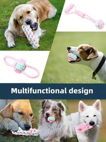 Rope Tug Toys For Small & Large Dogs, Puppy Chew Teething Toys, Strong Chew Dog Toys, Teeth Cleaning & Gum Massaging, Christmas Gift, Chew Toys, Anxiety Relief, Pink, Green, Macaron Colors - Pink - View 7