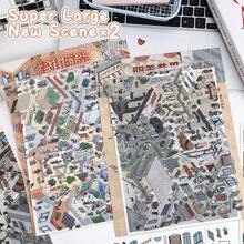 1 Szenen-Karte mit 2 Aufkleber-Bögen, 2 Cartoon-Design-Optionen, 3D Miniatur-Haus-Landschaft Aufkleber, DIY Scrapbooking Spielzeug Aufkleber, wiederverwendbare selbstklebende Aufkleber Scrapbooking Zubehör Schreibwaren - Verschiedenfarbig - Übersicht 3