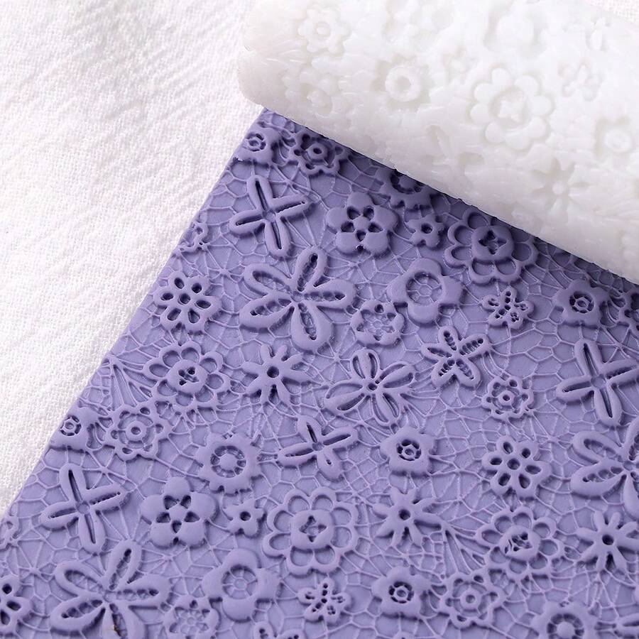 1个花形图案聚合物粘土纹理滚筒，聚合物粘土耳环制作滚筒 - 非常适合制作聚合物粘土纹理片 - 白色 - 查看 1