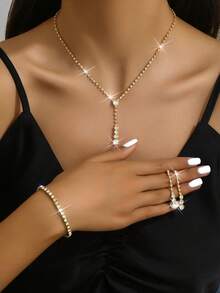 1 Set de Collar Minimalista y Práctico Multifuncional para Mujer - Conjunto de joyas de oro 446+424. - Ver 8