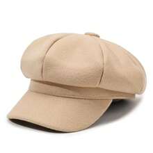 1pc/2pcs Fashionable Casual Retro Solid Color Beret Hat, Warm & Windproof Octagonal Cap, Winter