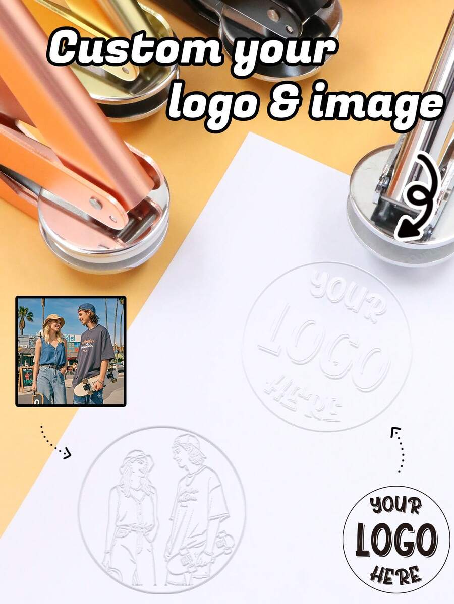 LICVIC 客製化壓紋印章,個性化 Logo 與圖像壓紋工具,適合送給朋友與同事的理想禮物,適用於手工藝愛好者與辦公室職員,理想的節日禮物,壓紋器,婚禮,適合書迷,獨特禮物 - 風格A - 查看 1