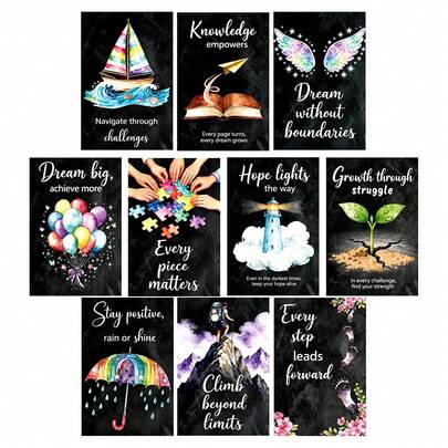 10件套美学墙面拼贴套装，黑色装饰励志卡片，鼓励拼贴创作，适合作为生日礼物、个性物品、房间装饰卡片、场景装饰、复活节礼物、返校礼物、垃圾日记剪贴簿装饰拼贴材料纸、复活节、返校礼物、精美卡片、高档室内卧室装饰、青少年成人复古墙面装饰美学