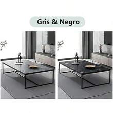 Mesa de Centro para Sala, Mesa Central Simple Y Moderna para Sala de Estar, Oficina en Casa, Fácil Montaje, Gris Y Negro 120x60x42cm(Gris) - Negro - Ver 8