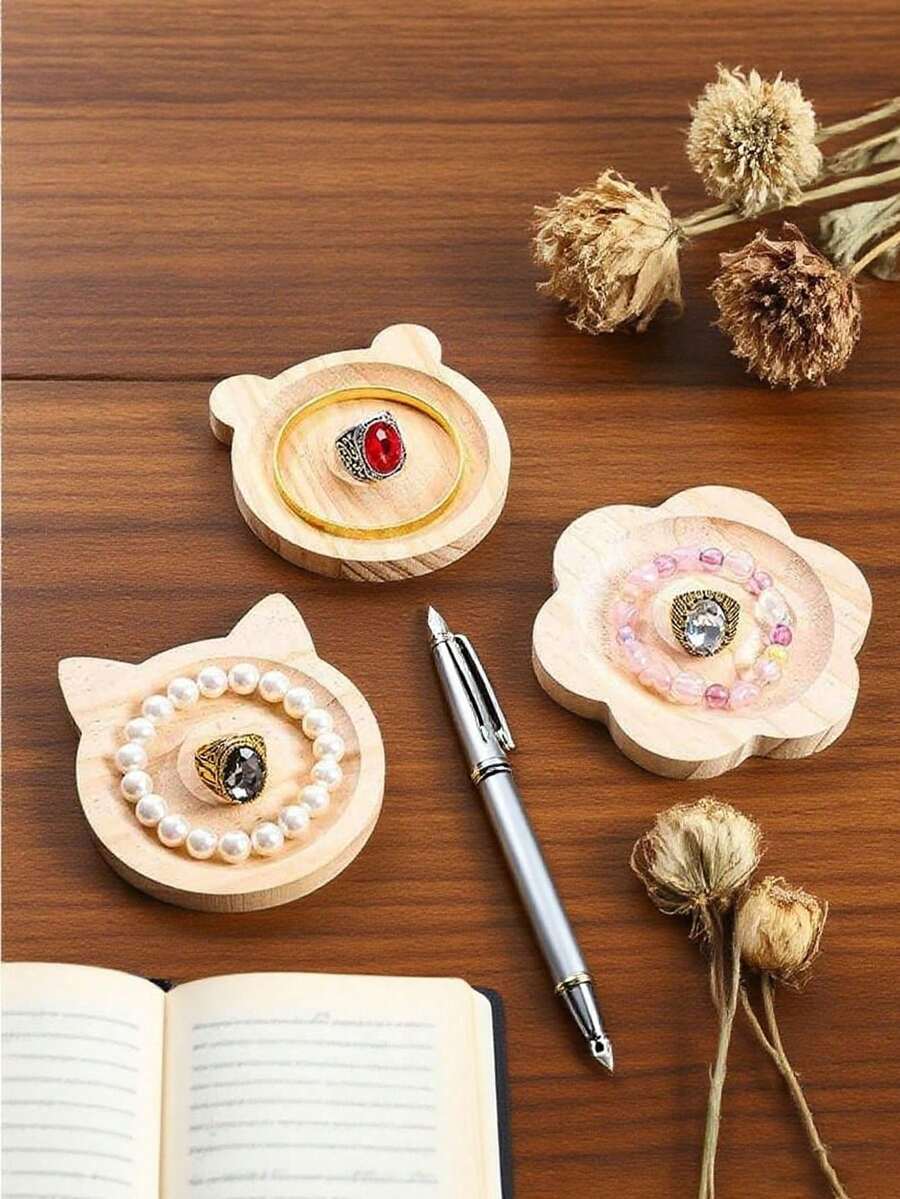 1 Khay trưng bày trang sức bằng gỗ, Giá đỡ trang sức thiết kế tối giản, Giá trưng bày vòng tay hạt cườm, Giá trưng bày nhẫn và lắc tay, Công cụ chụp ảnh đa chức năng, Trang trí bàn làm việc cao cấp - Màu gỗ - Xem 1