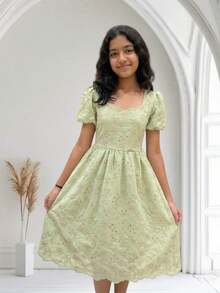 Junior Lace Dress - Mint Green - View 2