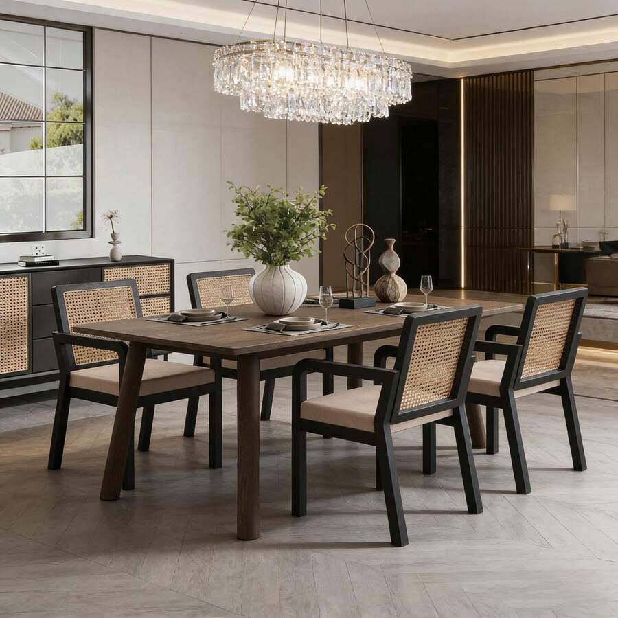 Dining Chairs - Black + Rubberwood - View 1