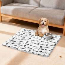 Personalized Pet Insulating Mat With Your Own Pet's Name.This Thick, Cozy Pet Flannel Insulating Mat With Paw Prints Provides Warmth And Comfort, Making It Perfect For Cats And Small Dogs To Relax On. It's Portable And Ideal For Creating A Snug Spot For Your Pet. Perfect Gift For Any Pet Owner, Flexible & Easy To Store & Portable, Gift For Best Friends Mom, Dad, Daughter, Son, Family, Girlfriend, Boyfriend, And Other Pet Lover - White - View 4