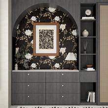 Black Golden Floral Peel And Stick Wallpaper Flowers Contact Paper 17.5\X118\ Se- Adhesive Waterproof Vintage Dark Floral Wall Paper For Shel F Liner Cabinet Decor - DarkandGold - 查看 10