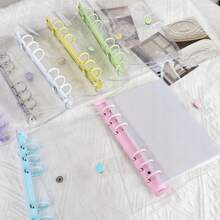 A6透明贴纸簿，活页夹封面，贴纸簿，封口贴，3D贴纸收纳，6孔PVC笔记本封面，DIY日记本 - 彩色 - 查看 3