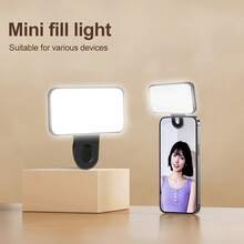 buguangdeng Cold And Warm Dual Color Temperature 1pc Mini Pocket Fill Light With 1 Clip, 3 Brightness Levels, Portable & Compact, Suitable For Smartphone, Camera, Laptop, Photography, Video Call, Makeup, Lighting, Built In 200mAh Battery Women's Day Gift - Charging Model - View 6