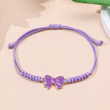 1pc Fashion Alloy Bow Pendant Braided Bracelet For Women, Suitable For Daily Wear, Festivals, Shopping Outfits - Bow - View 8