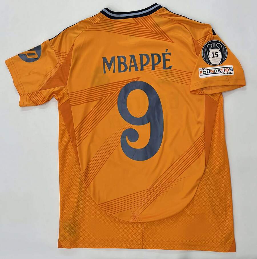 Orange Soccer Jersey/ Mbappe 9/PlayerVersion/ Slim Fit/Unisex - White - View 1