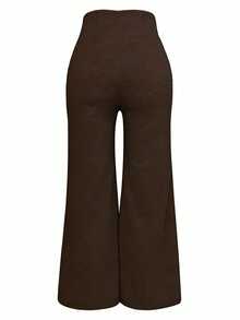 Women's Solid Color Flared Slim Fit Casual Pants Spring - Coffee Brown - View 2