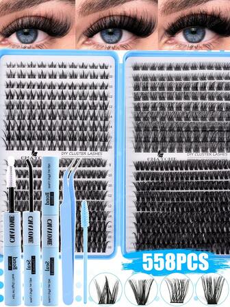 576/558/552/396 Pieces / 34 Pairs Of Cartoon-Style Artificial Eyelashes, With A Natural Appearance, 3D Natural And Soft Texture. The Lightweight, Waterproof Waterflea Fiber Single-Bundle 3D Effect False Eyelashes Are Suitable For Natural, Dramatic, Daily Makeup, Cosplay Eyelashes, Full Makeup And Daily Wear, Resembling The Eyelashes Of A Fairy.