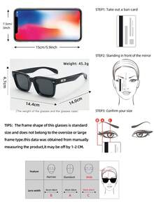 1 Paio di Occhiali da Uomo Retrò con Montatura Quadrata di Alta Qualità, Adatti per Guida, Viaggio, Casual, Vacanza, Sport all'Aperto, Spiaggia Estiva, Attività all'Aperto e Uso Quotidiano - pellicola grigia con cornice nera - Visualizzare 2
