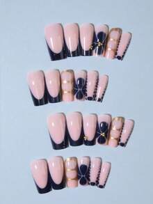 24 de autocolante dreptunghiulare pentru unghii cu flori Y2K pentru a vă îmbunătăți stilul vestimentar! Acest set de autocolante pentru unghii include 1 bucată de gel jeleu și 1 pilă de unghii, care se potrivesc perfect unghiilor. Manichiură franțuzească ușor de purtat, potrivită pentru serviciul zilnic, petreceri și alte ocazii. Accesorii pentru unghii - Albastru marin - Vizualizare 3