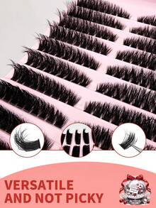 10对/180簇混合假睫毛，D型卷翘，长度8-16毫米，80D簇睫毛，浓密蓬松，自然交叉，3D柔软自然，轻松打造大眼妆效，睫毛延伸至外眼角 - D - 查看 5